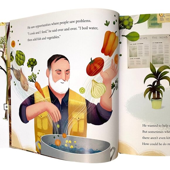 Jose Feeds the World Hardcover David Unger Childrens Picture Book Biography Chef - Picture 5 of 6
